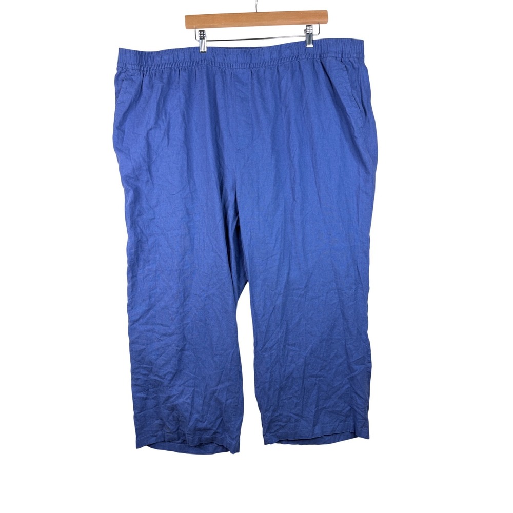 New Old Navy Linen Blend High Rise Elastic Pull‎ On Pants size 4X Blue